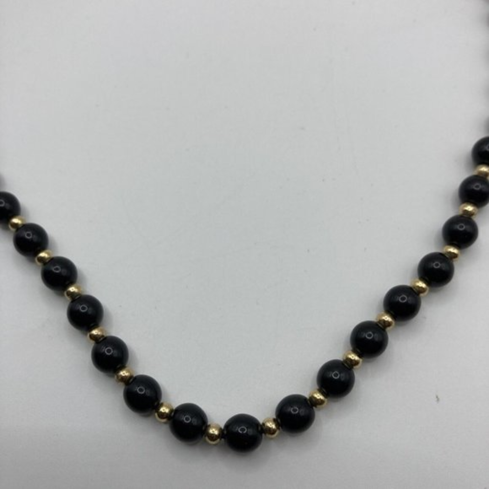 Monet Black  Gold‎ Tone Beads 18" Lobster Clasp Necklace